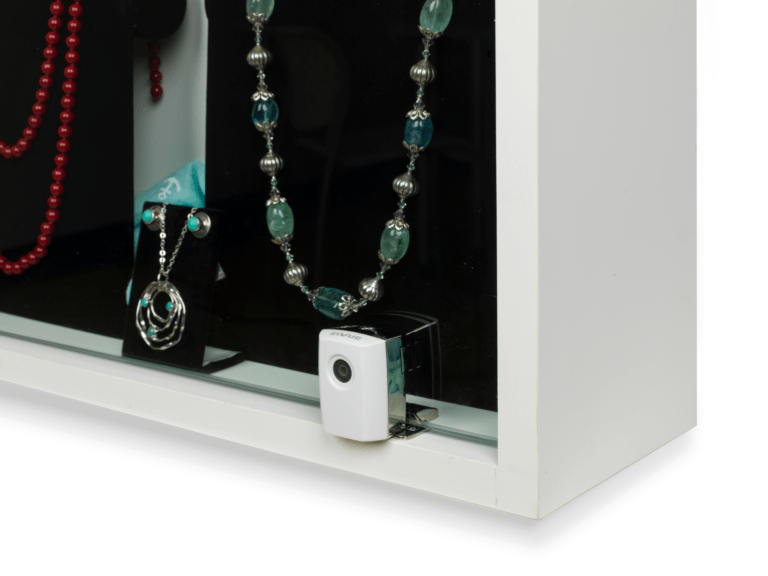 InVue Smart Slider Lock na cor branca, projetada para soluções de segurança avançadas