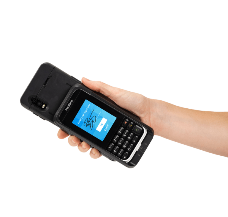 NE360H Handheld mPOS Case em mãos