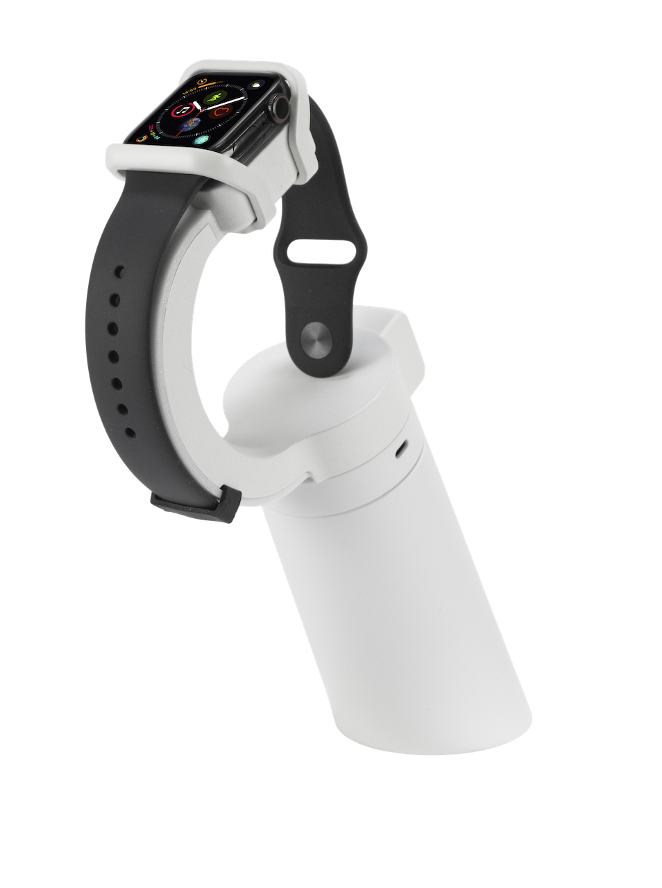 Smartwatch em um suporte de exibição branco