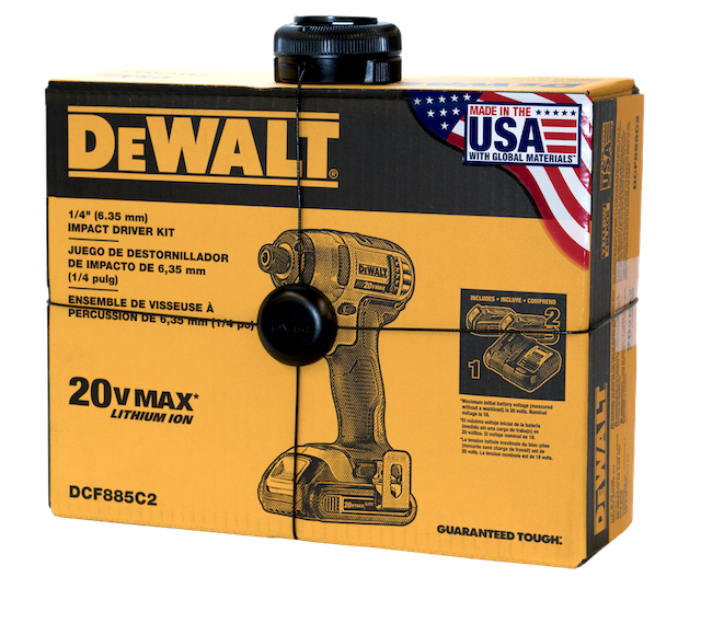 Package Wrap InVue  protegendo uma furadeira DeWalt