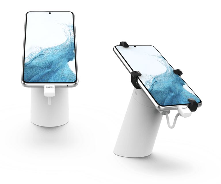 Dois OnePODs em branco exibindo telefones