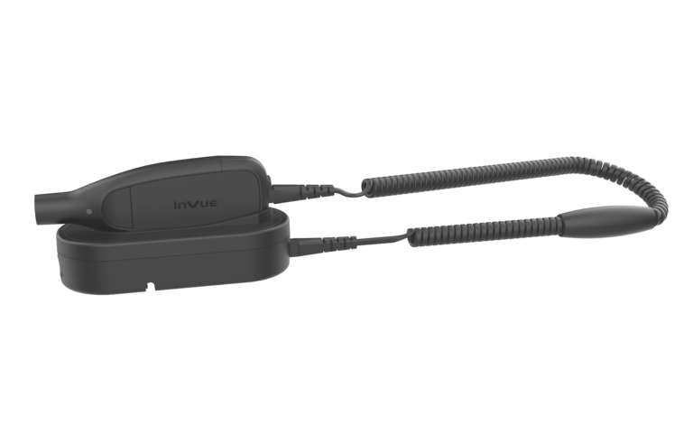 OneKEY O desengatador está preso em sua base de fixação, com o cabo de remoção acoplado.